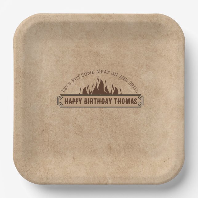 Plato De Papel Placas de papel de cumpleaños personalizadas BBQ (Anverso)