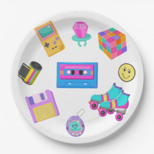 Plato De Papel Placas de papel de cumpleaños retro tema de los añ