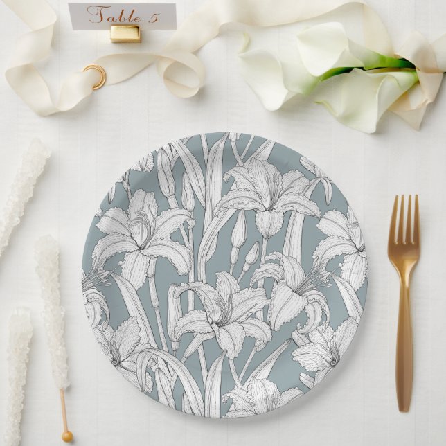 Plato De Papel Placas de papel de Daylilies (Boda)