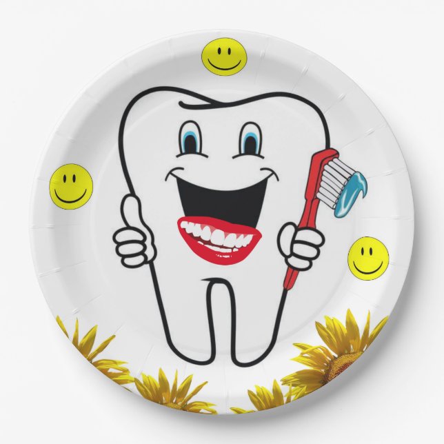 Plato De Papel Placas de papel de dentista de girasol (Anverso)
