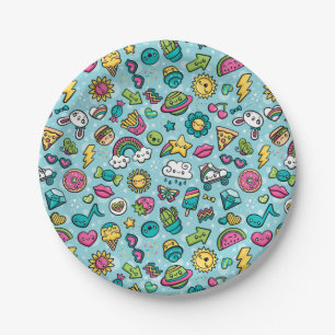 Plato De Papel Placas de papel de Doodles totalmente curas