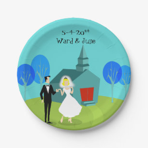Plato De Papel Placas de papel de dos Bodas retro de personalizab