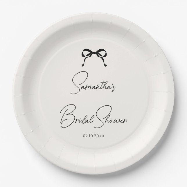 Plato De Papel Placas de papel de ducha de novia de barro negro (Anverso)