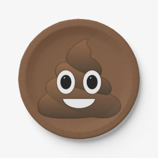 Plato De Papel Placas de papel de Emoji de poop, 7"