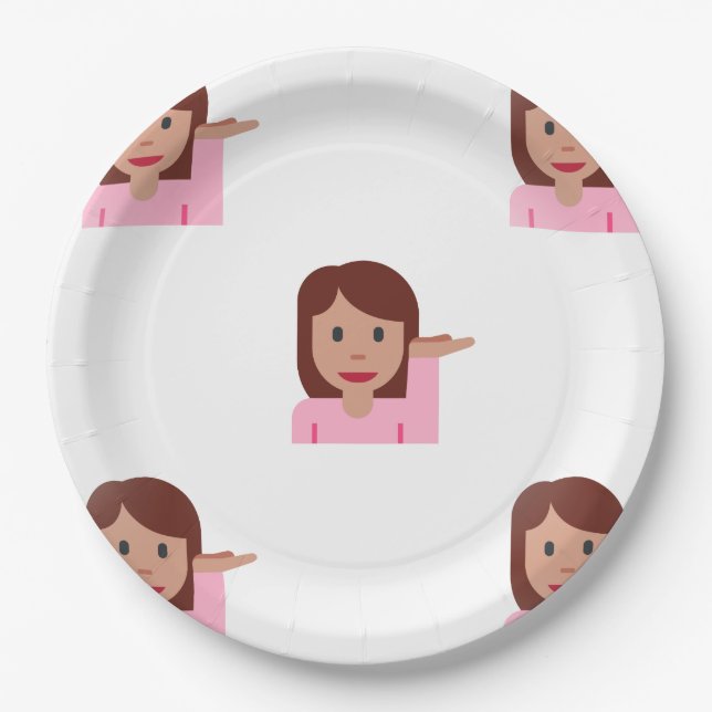 Plato De Papel placas de papel de emoji femenina (Anverso)