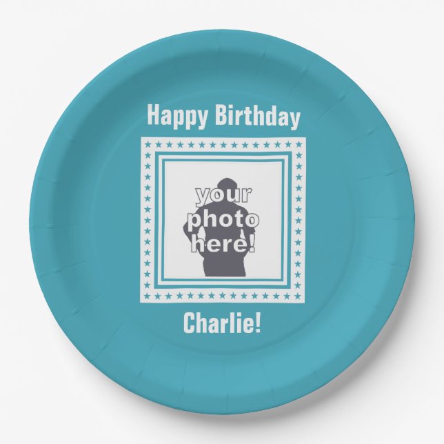 Plato De Papel Placas de papel DE ENCARGO de la FOTO, del TEXTO y (Anverso)