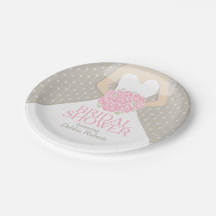 Plato De Papel Placas de papel de encargo nupciales del vestido
