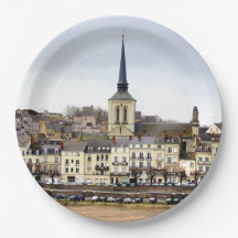 Placas de papel de escena de la ribera del río Sau