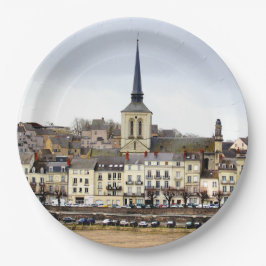 Plato De Papel Placas de papel de escena de la ribera del río Sau