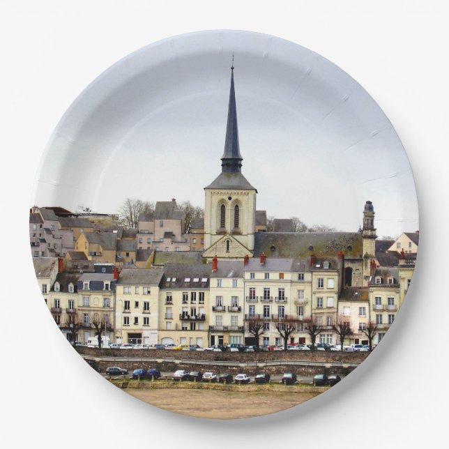 Plato De Papel Placas de papel de escena de la ribera del río Sau (Anverso)