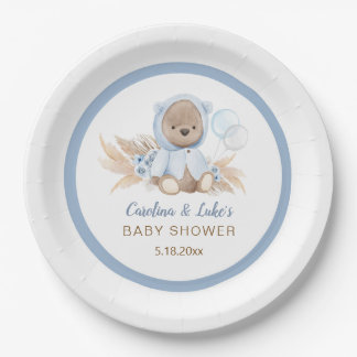 Plato De Papel Placas de papel de Fiesta Baby Shower de oso azul