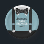 Plato De Papel Placas de papel de Fiesta de amarre y suspensión<br><div class="desc">Estos son muy lindos para la ducha de bebé de un pequeño hombre. Azul,  negro y una linda corbata de arco,  tus invitados estarán enamorados.</div>