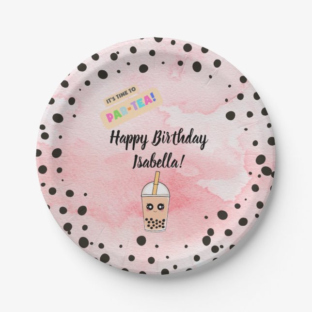 Plato De Papel Placas de papel de fiesta de cumpleaños de té de B (Anverso)