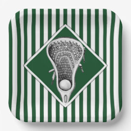 Plato De Papel Placas de papel de Fiesta de Lacrosse Green Team
