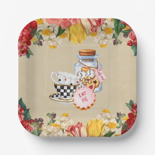 Plato De Papel Placas de papel de Fiesta de Wonderland (Anverso)
