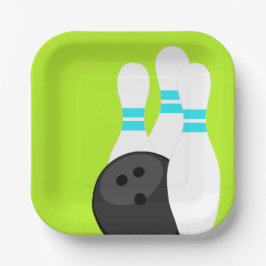 Plato De Papel Placas de papel de Fiesta del boliche verde neón