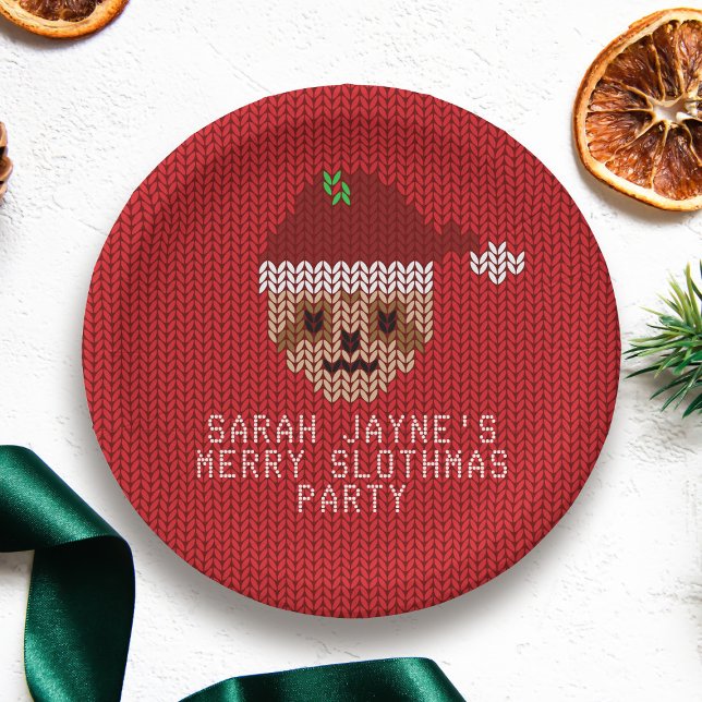 Plato De Papel Placas de papel de Fiesta eslovaco para Navidades  (For your festive Sloth Party. Just add your name!)
