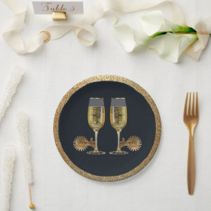 Plato De Papel Placas De Papel De Fiesta Occidental Y De Champagn