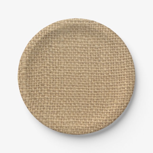Plato De Papel Placas de papel de Fiesta Rustic Burlap personaliz (Anverso)