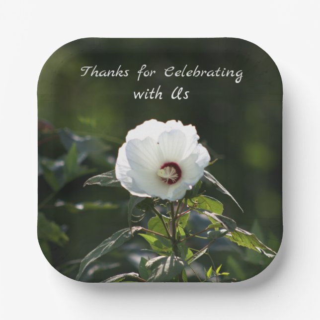 Plato De Papel Placas de papel de flores blancas (Anverso)