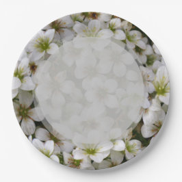 Plato De Papel Placas de papel de flores blancas en el jardín bot