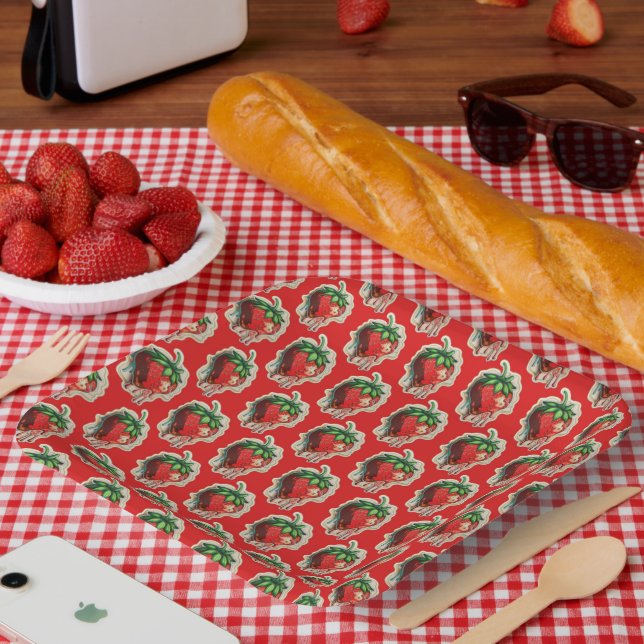 Plato De Papel Placas de papel de fresa (Picnic)