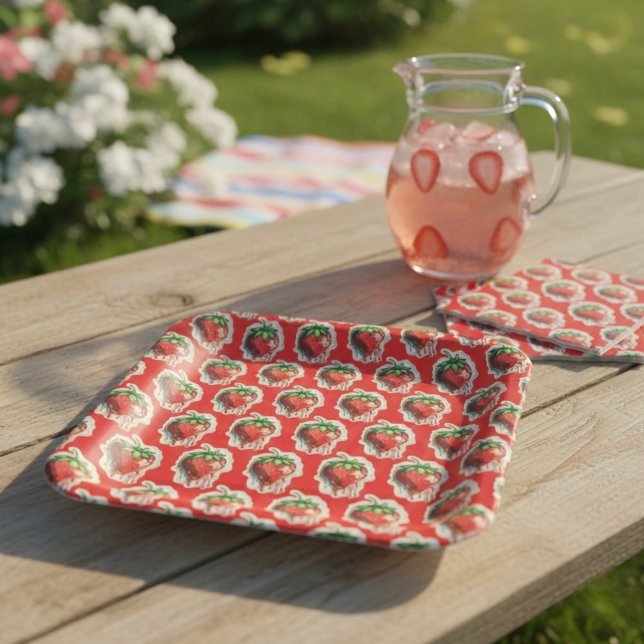 Plato De Papel Placas de papel de fresa (Subido por el creador)