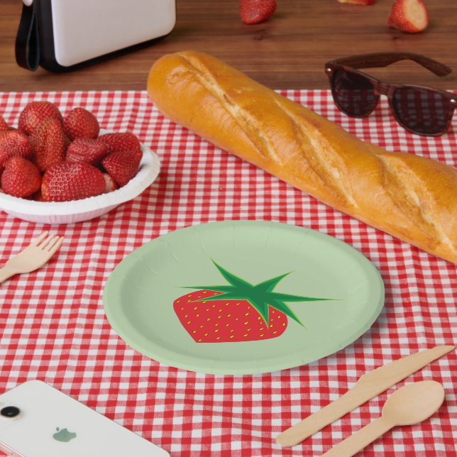 Plato De Papel Placas de papel de fresa de 7" (Picnic)