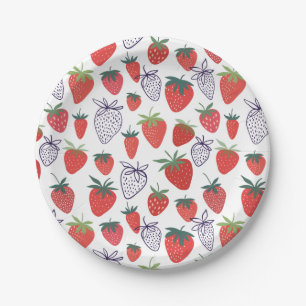 Plato De Papel Placas de papel de fresa roja