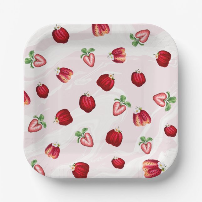 Plato De Papel Placas de papel de fresas silvestres (Anverso)