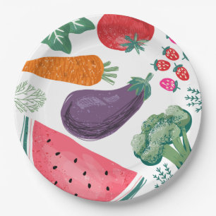 Plato De Papel Placas de papel de frutas y hortalizas cultivadas