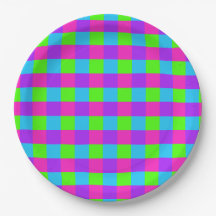 Placas de papel de Gingham brillantes - estilo 1