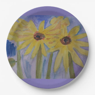 Plato De Papel Placas de papel de girasol amarillo