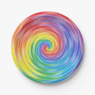 Plato De Papel Placas de papel de giro del arco iris