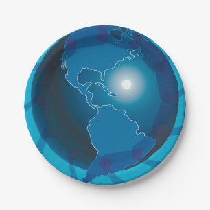 Plato De Papel Placas de papel de Globe azul