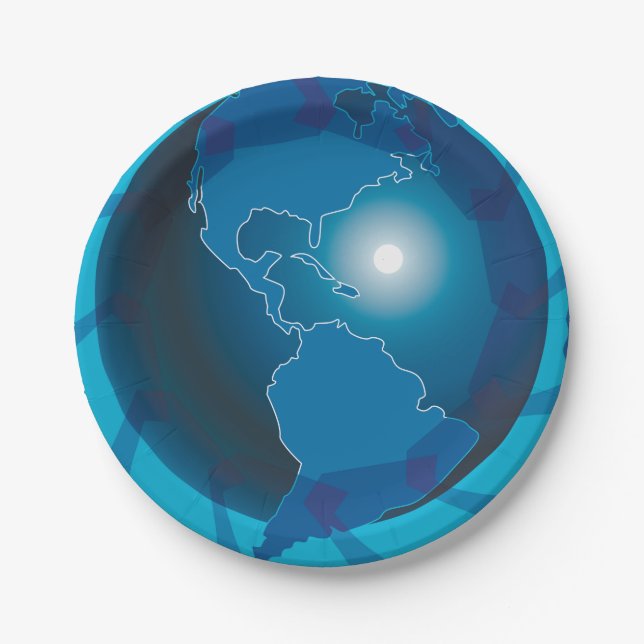 Plato De Papel Placas de papel de Globe azul (Anverso)