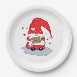 Plato De Papel Placas de papel de Gnome de El día de San Valentín
