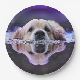 Plato De Papel Placas de papel de Golden Retriever