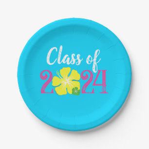 Plato De Papel Placas de papel de graduación azul tropical de Lua