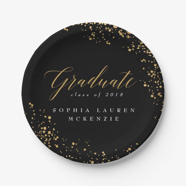 PLATO DE PAPEL PLACAS DE PAPEL DE GRADUADO MODERNAS ELEGANTES (Anverso)