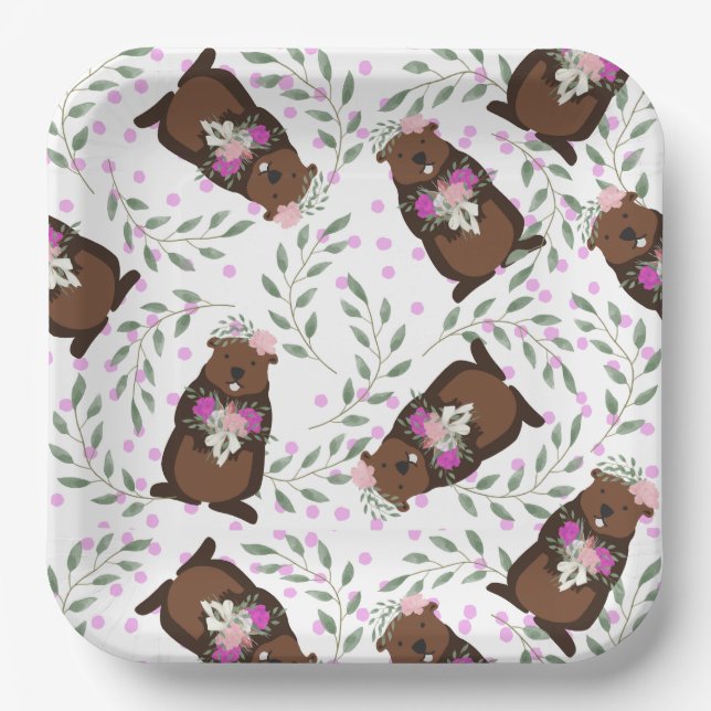 Plato De Papel Placas de papel de Groundhog Day (Anverso)