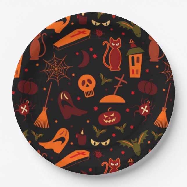 Plato De Papel Placas de papel de Halloween (Anverso)