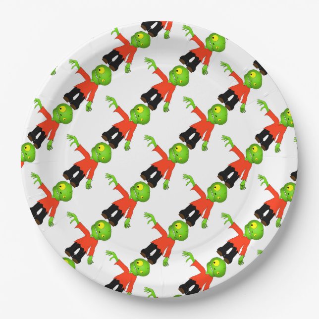 Plato De Papel Placas de papel de Halloween 9" /Zombie (Anverso)