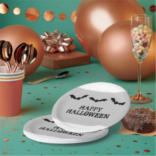 Plato De Papel Placas de papel de Halloween de color gris