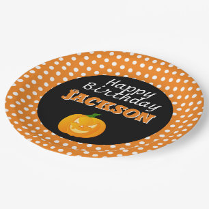 Plato De Papel Placas de papel de Halloween del cumpleaños lindo