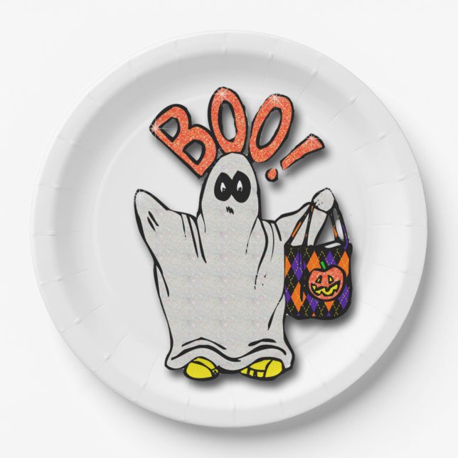 Plato De Papel Placas de papel de Halloween/Fantasma (Anverso)