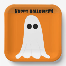 Plato De Papel Placas de papel de Halloween felices