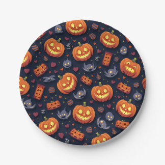 Plato De Papel Placas de papel de Halloween felices