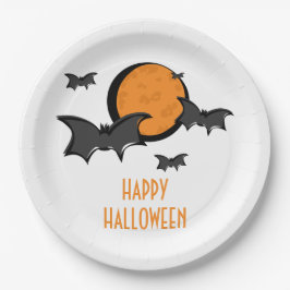 Plato De Papel Placas de papel de Halloween para murciélagos y lu