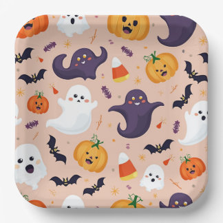 Plato De Papel Placas de papel de Halloween - Suministros para Fi